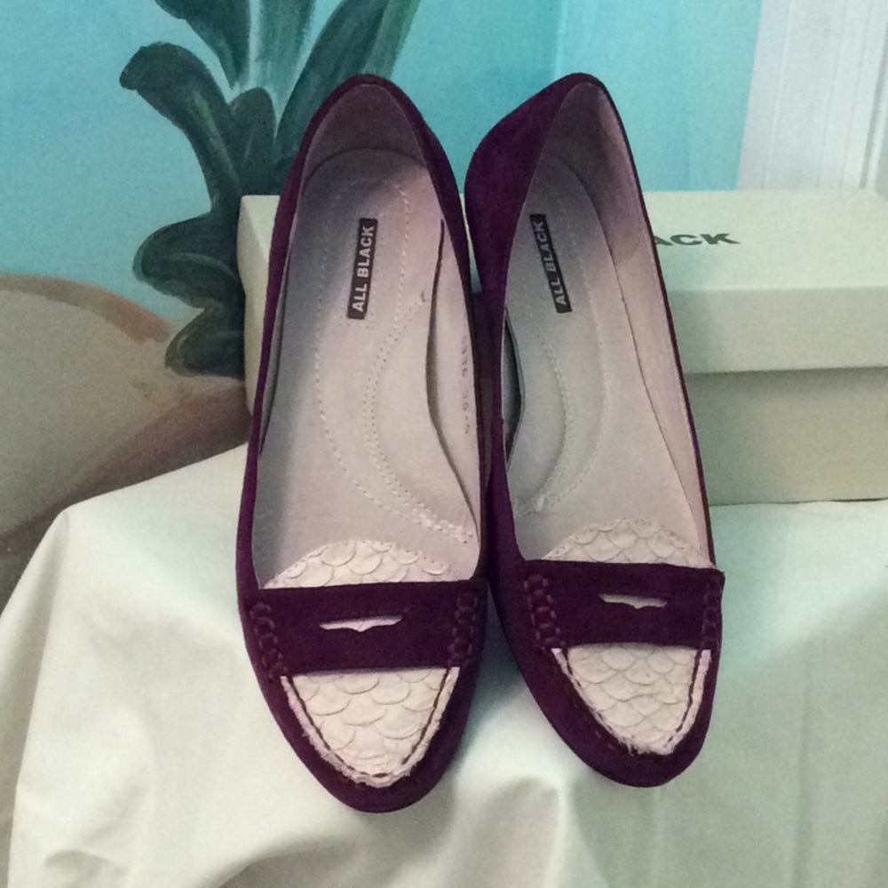 Loafers Wine/Cream Suede by ALL BLACK